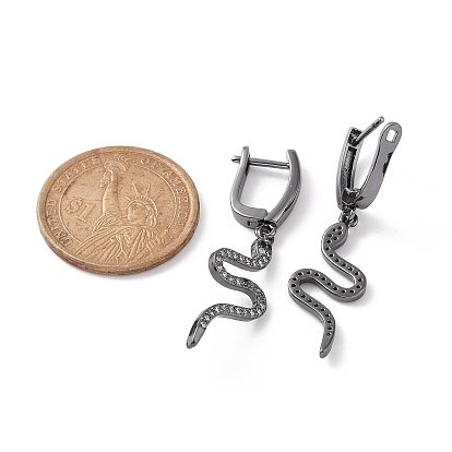 Серьги-кольца со змеей из прозрачного кубического циркония, латунные ювелирные серьги для женщин