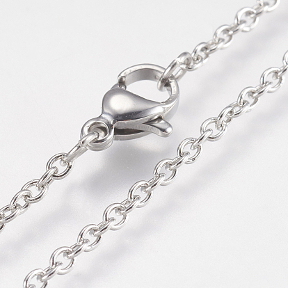 304 ожерелья нержавеющей стали, кросс-цепочечные ожерелья, с карабин-лобстерами 