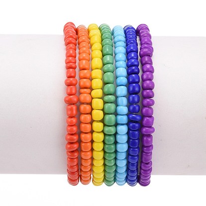 Stretch Iridescence Bracelets, with Glass Seed Beads