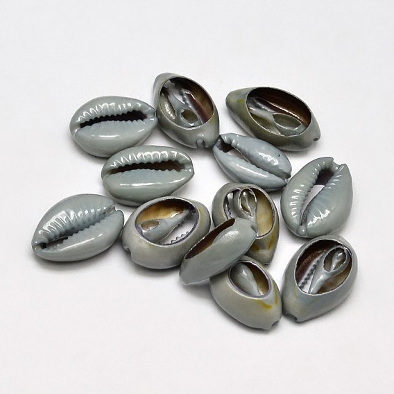 Natural Cowrie Shell Beads, Dyed, Oval, No Hole