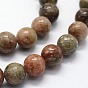 Unakite naturelles brins de perles, ronde