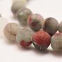 Natural African Bloodstone Beads Strands, Heliotrope Stone Beads, Round, Frosted