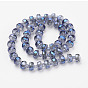 Electroplate Glass Beads Strands, Full Rainbow Plated, Faceted, Flat Round