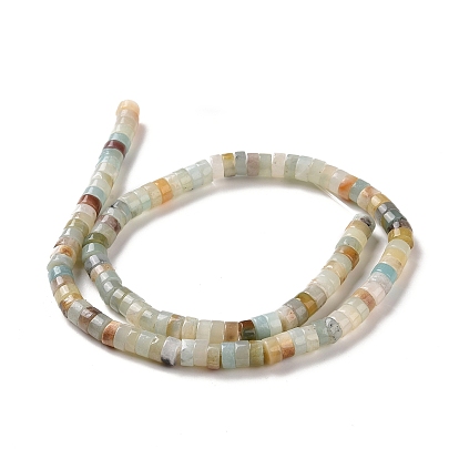 Natural Flower Amazonite Beads Strands, Heishi Beads, Flat Round/Disc