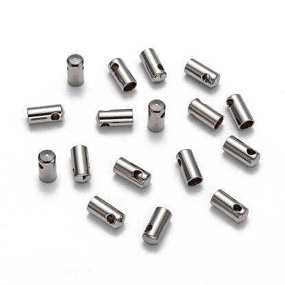 304 Stainless Steel Cord Ends, Tube, 8x4mm, Hole: 2mm