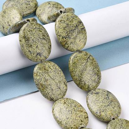 Cordón natural serpentina / verde cuentas de piedra hebras, oval