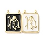 Eco-Friendly Brass Enamel Pendants, Real 18K Gold Plated, Lead Free & Cadmium Free, Rectangle Charm