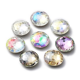 Glass Rhinestone Cabochons, Flat Back & Back Plated, Faceted, Half Round