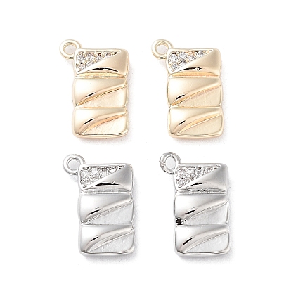 Brass Micro Pave Clear Cubic Zirconia Charms, Rectangle Charms