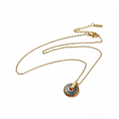 Collier pendentif fleur en émail coloré, 304 bijoux en acier inoxydable pour femmes
