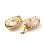 Brass Micro Pave Cubic Zirconia Pendants, with Pearl, Shell Shape Charm