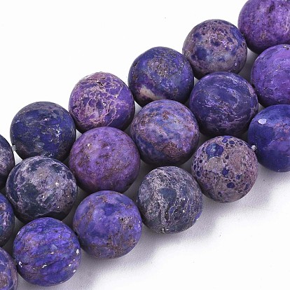 Natural American Turquoise Beads Strands, Dyed & Heated, Frosted, Round