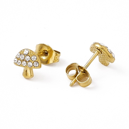 Boucles d'oreilles champignon strass cristal, placage sous vide 304 bijoux en acier inoxydable pour femmes