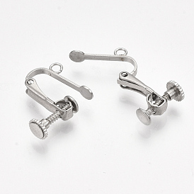 304 Stainless Steel Screw Clip Earring Converter, Spiral Ear Clip, for Non-Pierced Ears, with Loop