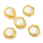 Perlas keshi naturales de estilo barroco, larga duración plateado, con borde de latón chapado en oro, plano y redondo