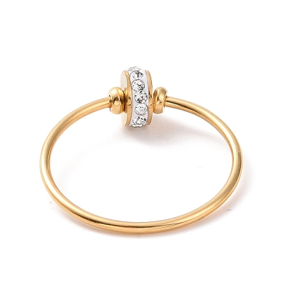 Плоское круглое кольцо на палец с кристаллами и стразами, 304 женские украшения из нержавеющей стали