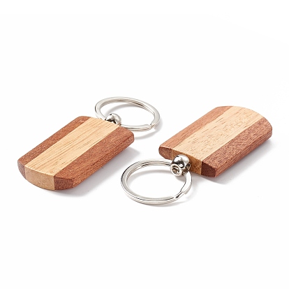 Wooden Keychain, with Stainless Steel Key Rings, Rectangle
