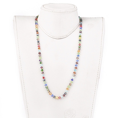Galvaniser abaque facettes colliers de perles de verre, avec des perles en verre de graine