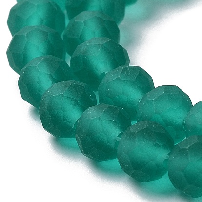 Chapelets de perles en verre transparentes  , facette, givré, rondelle
