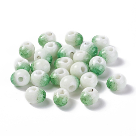 Perles en porcelaine manuelles, style perles craquelées, ovale