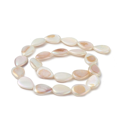 Brins de perles de coquille d'eau douce naturelles plaquées de couleur ab, larme