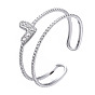 304 Stainless Steel Heart Wrap Open Cuff Ring, Chunky Hollow Ring for Women