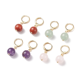 Круглые серьги-кольца с драгоценными камнями, позолоченные латунные украшения для женщин