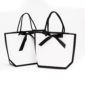 Sacs cadeaux en papier cartonné, sacs à provisions avec poignées noires et nœuds papillon, rectangle