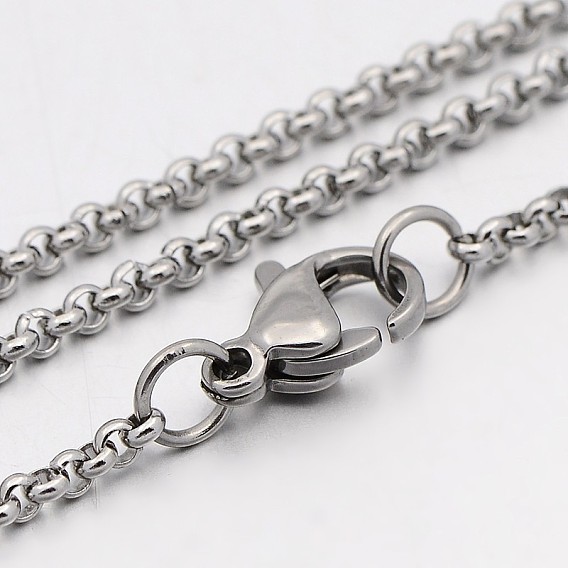 304 collares de cadena rolo de acero inoxidable, con carrete, con cierre de langosta, 17.9 pulgada (455 mm), 2 mm