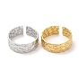 Ion Plating(IP) 304 Stainless Steel Cuff Wide Band Finger Rings, Texture Open Rings for Women