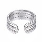 304 Stainless Steel Twist Rope Open Cuff Ring, Chunky Ring for Women