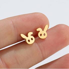 Sweet and Chic Bunny Ear Studs in 18K Gold Plating Stainless Steel
