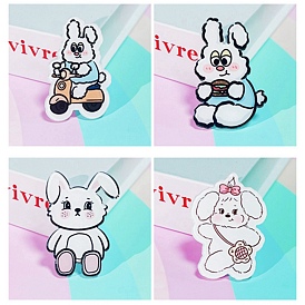 White Cute Rabbit Acrylic Lapel Pin, Easter Theme Badge for Corsage Scarf Clothes