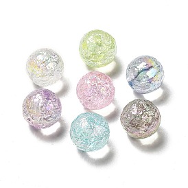 UV Plating Transparent Rainbow Iridescent Acrylic Beads, Round
