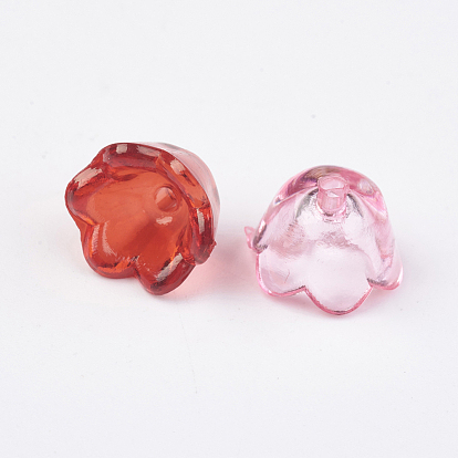 Transparent Acrylic Bead Caps, Tulip Flower, Lily of the Valley Dyed