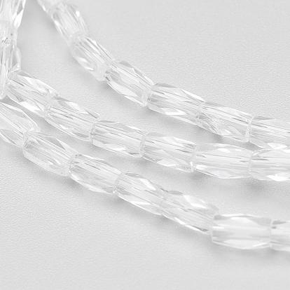 Transparent Glass Beads Strands, Faceted, Column