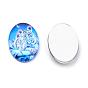 Flat Back Glass Cabochons, for DIY Projects, Animal Pattern, Oval
