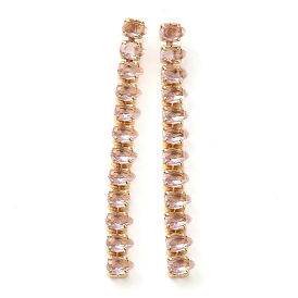 Brass Micro Pave Cubic Zirconia Bar Strip Dangle Stud Earrings, for Women, Long-Lasting Plated