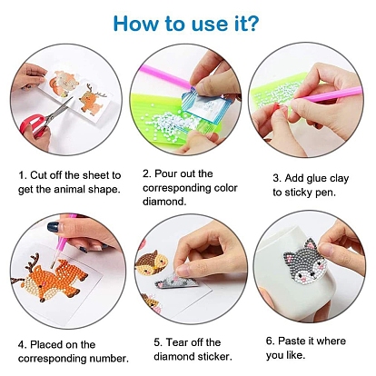 DIY Princess & Castle Diamond Painting Sticker Kits, including Self Adhesive Sticker, Resin Rhinestones, Diamond Sticky Pen, Tray Plate and Glue Clay