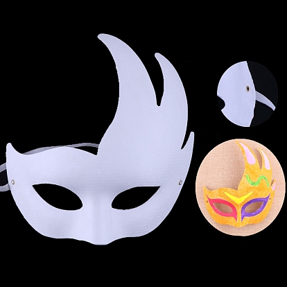 DIY Unpainted Masquerade Mask, White Plain Half Face Paper Mask for Party Decoration