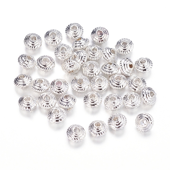 Alliage de perles d'entretoise de style tibétain, sans cadmium et sans plomb, Toupie, environ 5 mm de diamètre, épaisseur de 3mm, Trou: 1mm