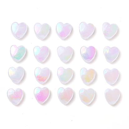 100 piezas de cuentas acrílicas transparentes ecológicas, teñido, color de ab, corazón