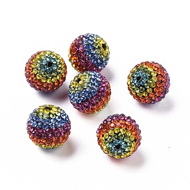 Perles de strass d'argile polymère , perles de boule pave disco , ronde