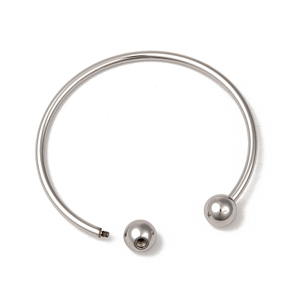 304 fabrication de bracelets de style européen en acier inoxydable, bracelets de manchette, fin avec des perles rondes amovibles