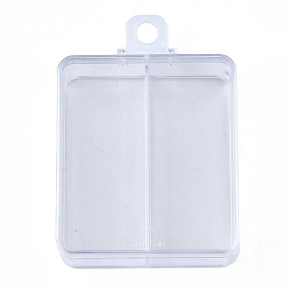 Polystyrene Bead Storage Containers, with Cover and 2 Grids, for Jewelry Beads Small Accessories, Rectangle