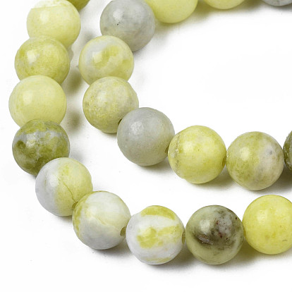 Naturelles jaune moutarde jaspe brins de perles, ronde