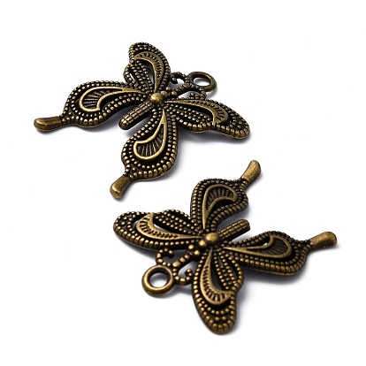 Tibetan Style Alloy Butterfly Pendants, Cadmium Free & Lead Free, 26.5x24x3mm, Hole: 2mm, about 420pcs/1000g
