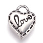 304 Stainless Steel Pendants, Heart with Word Love, For Valentine's Day