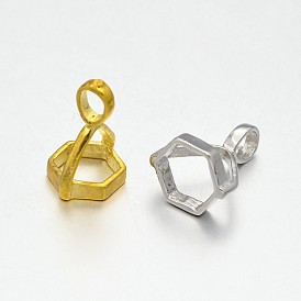 Brass Hexagon Bead Cap Bails, for Point Gemstone Pendant Making, 16.5x12x10mm, Hole: 5x4mm & 9x9mm