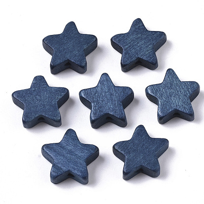 Painted Natural Wood Beads, Star